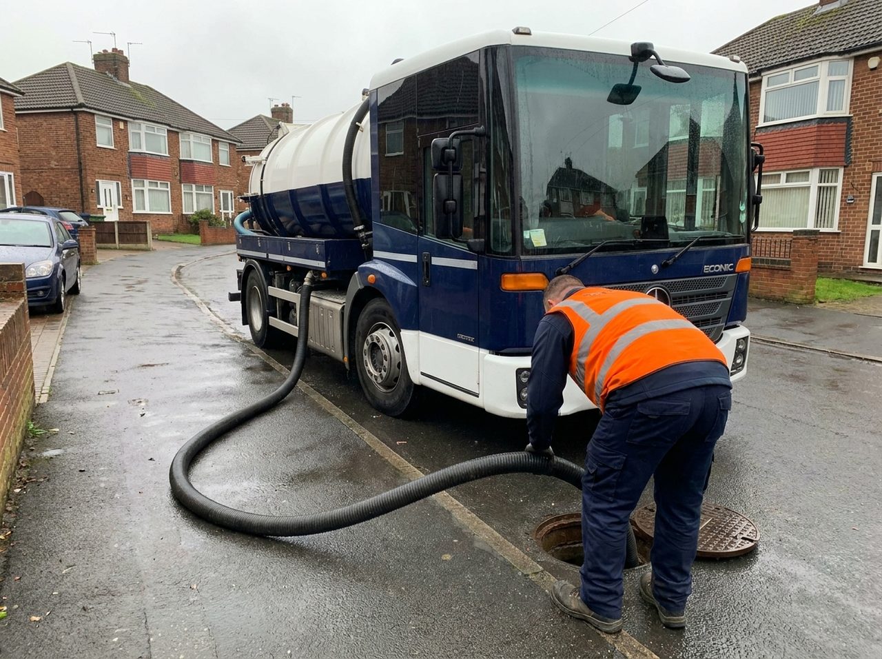 OnDemand Drainage vacuum tanker on site